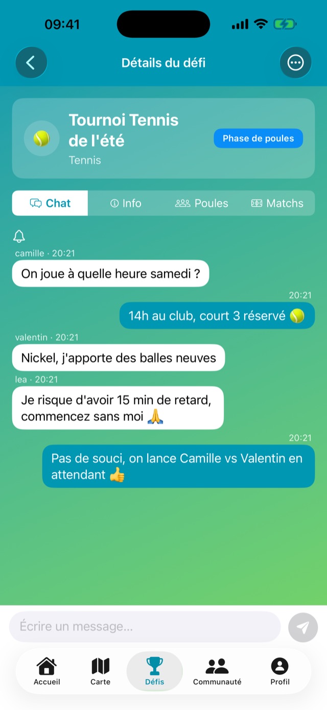 Chat d'un défi Mouvity